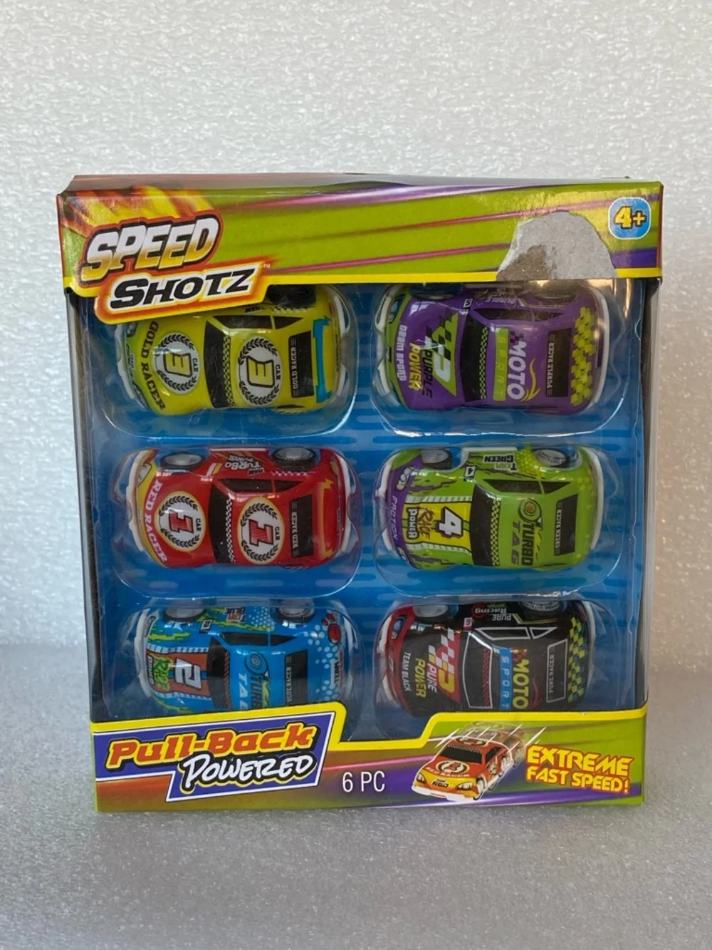 Speed Shotz Pull Back Powered Track Racer Cars 6 Cars Extreme Speed New Package